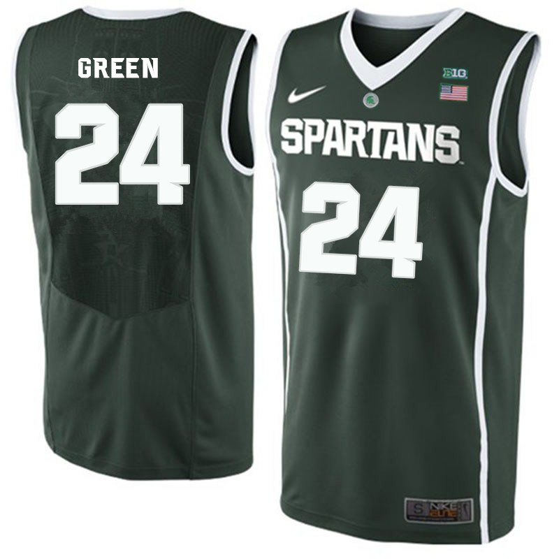 Men #24 Johnny Green Michigan State Spartans College Basketball Jerseys-Green